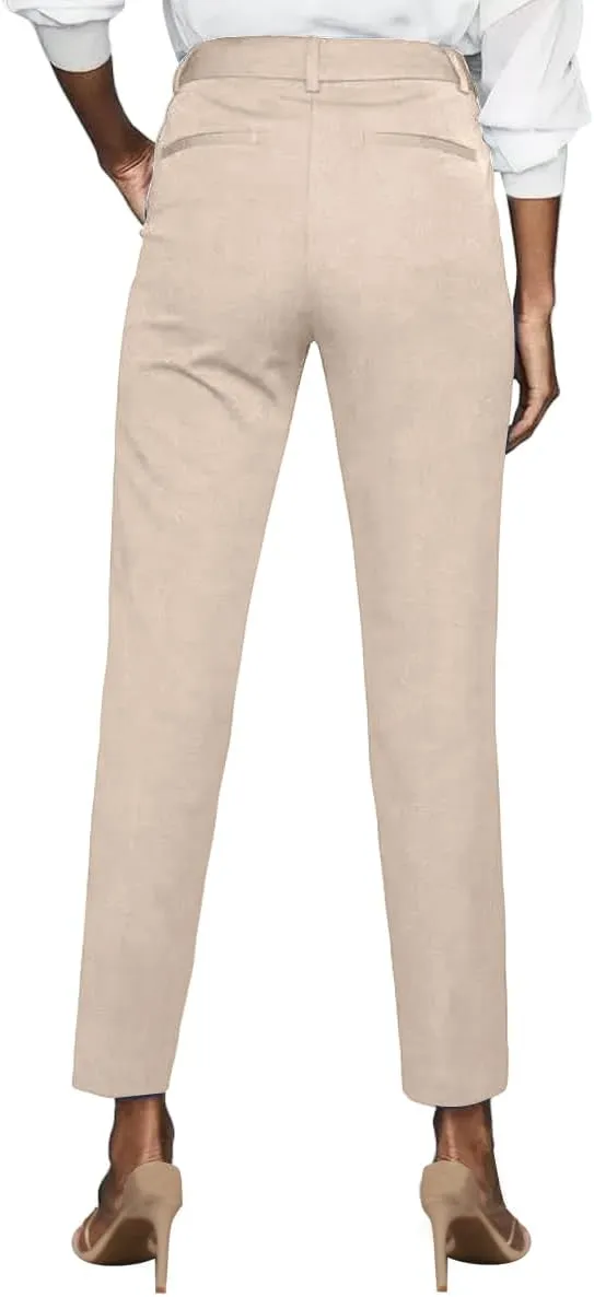 Womens Dress Pants High Stretch Straight Leg Black Pants for Work Business Casual with Pockets