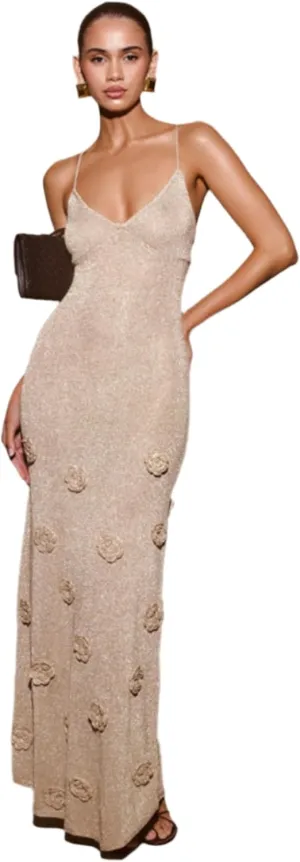 Womens Hand-Crocheted Knitted Dress Glitter Sequins Sleeveless Partywear (Flash Apricot/Bolt Light Green)
