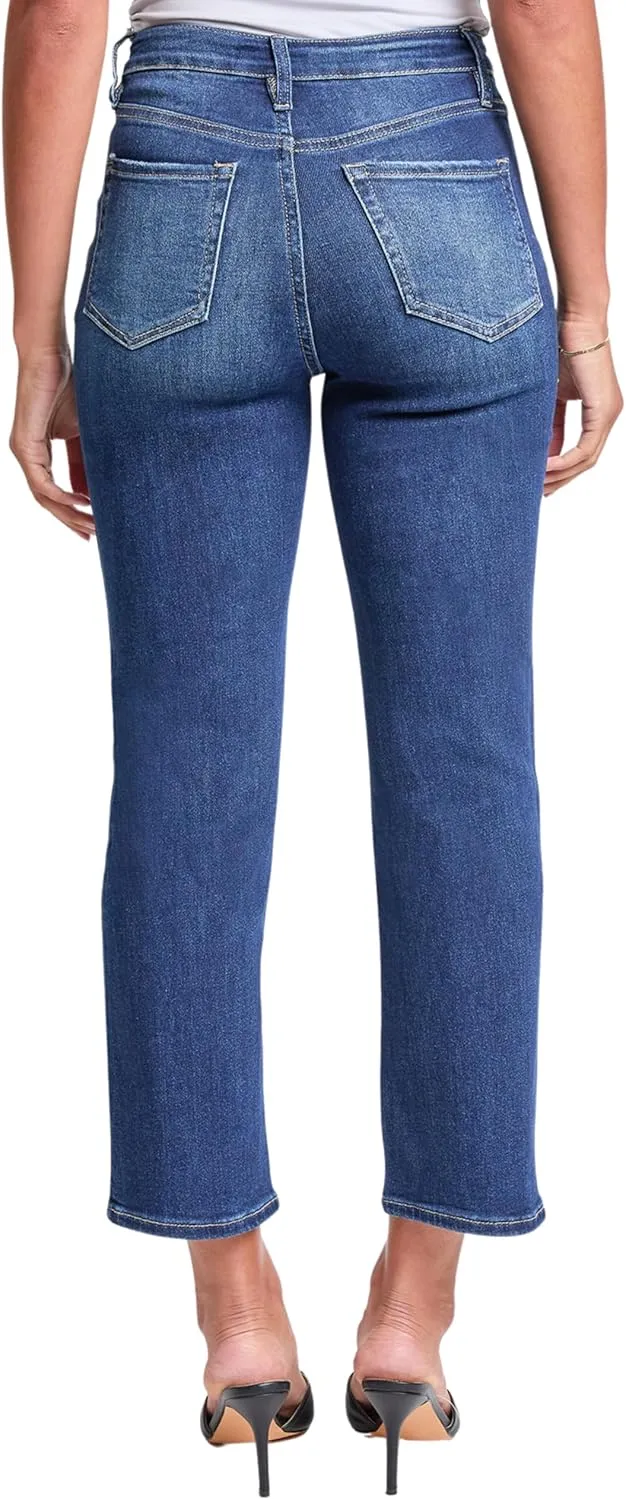 YMI Women's High Rise Vintage Stretch Straight Leg Jeans