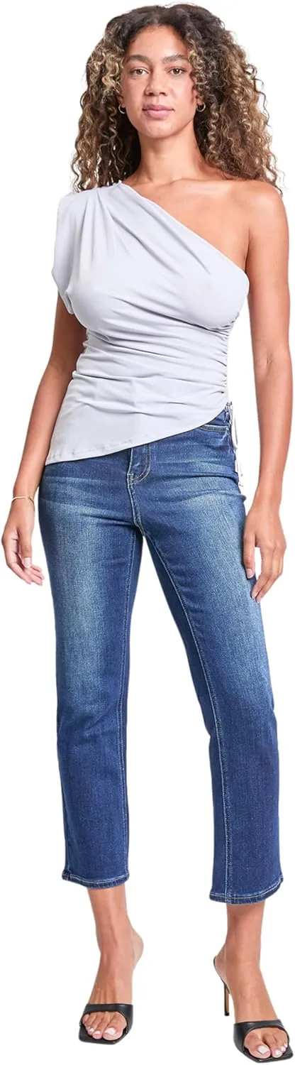 YMI Women's High Rise Vintage Stretch Straight Leg Jeans